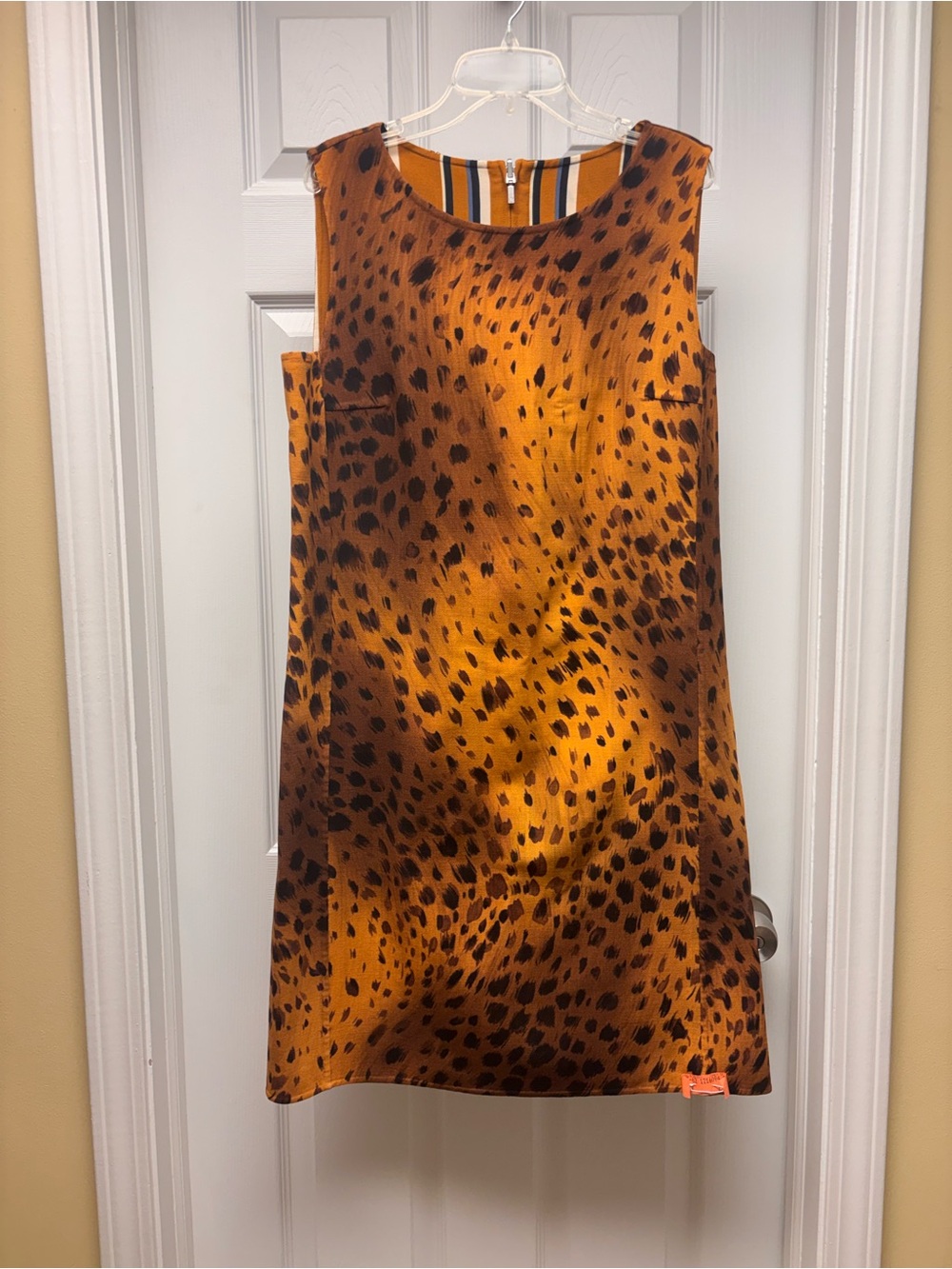 Lafayette 148 New York Reversible Striped Leopard Dress Medium